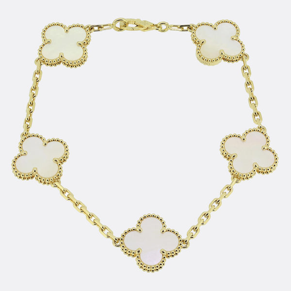 Van Cleef & Arpels Vintage Alhambra Five Motif Mother of Pearl Bracelet