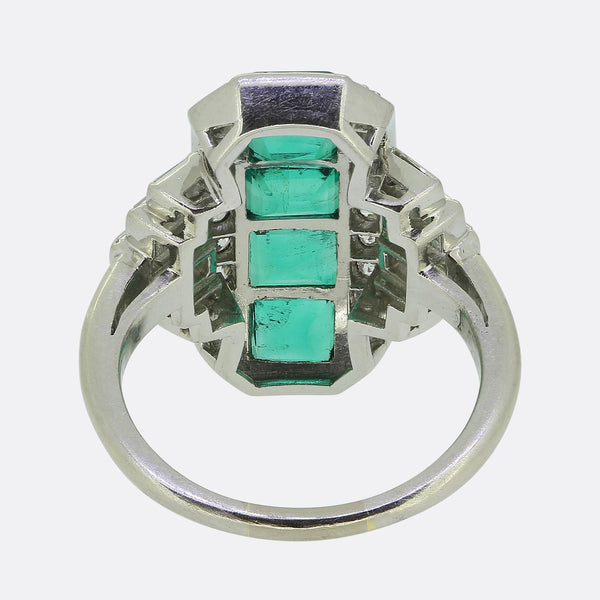 Art Deco Emerald and Diamond Dress Ring