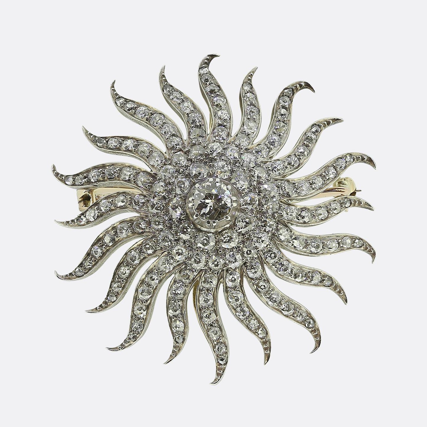 Antique Diamond Sunburst Brooch