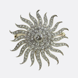 Antique Diamond Sunburst Brooch