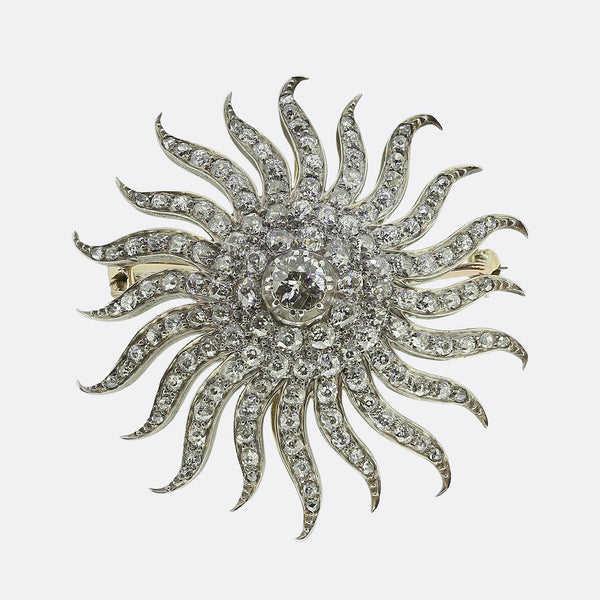 Antique Diamond Sunburst Brooch
