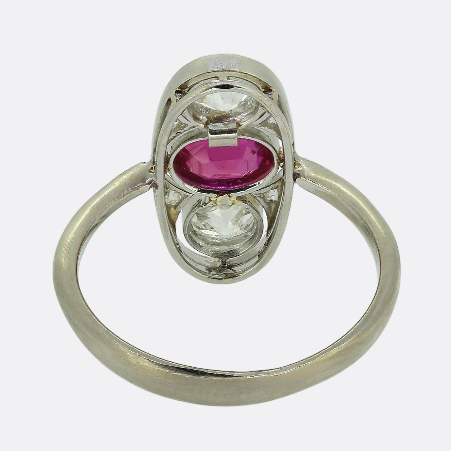 Art Deco Ruby and Diamond Three-Stone Ring