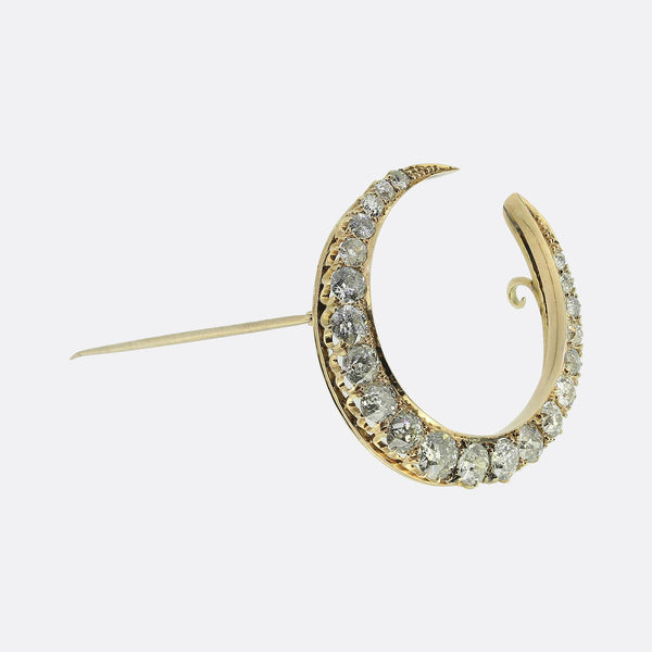 Antique Diamond Crescent Brooch