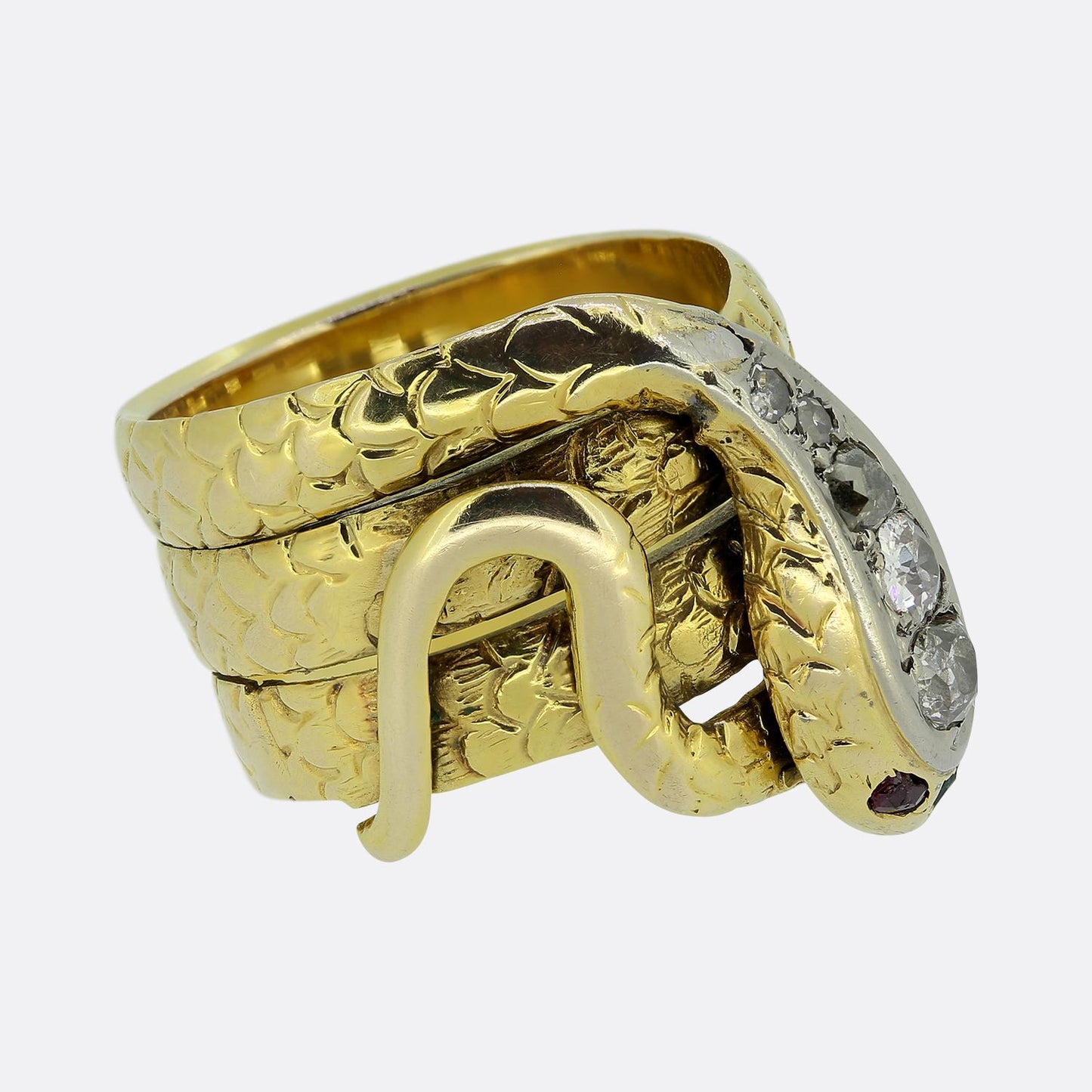 Victorian Old Cut Diamond Snake Ring