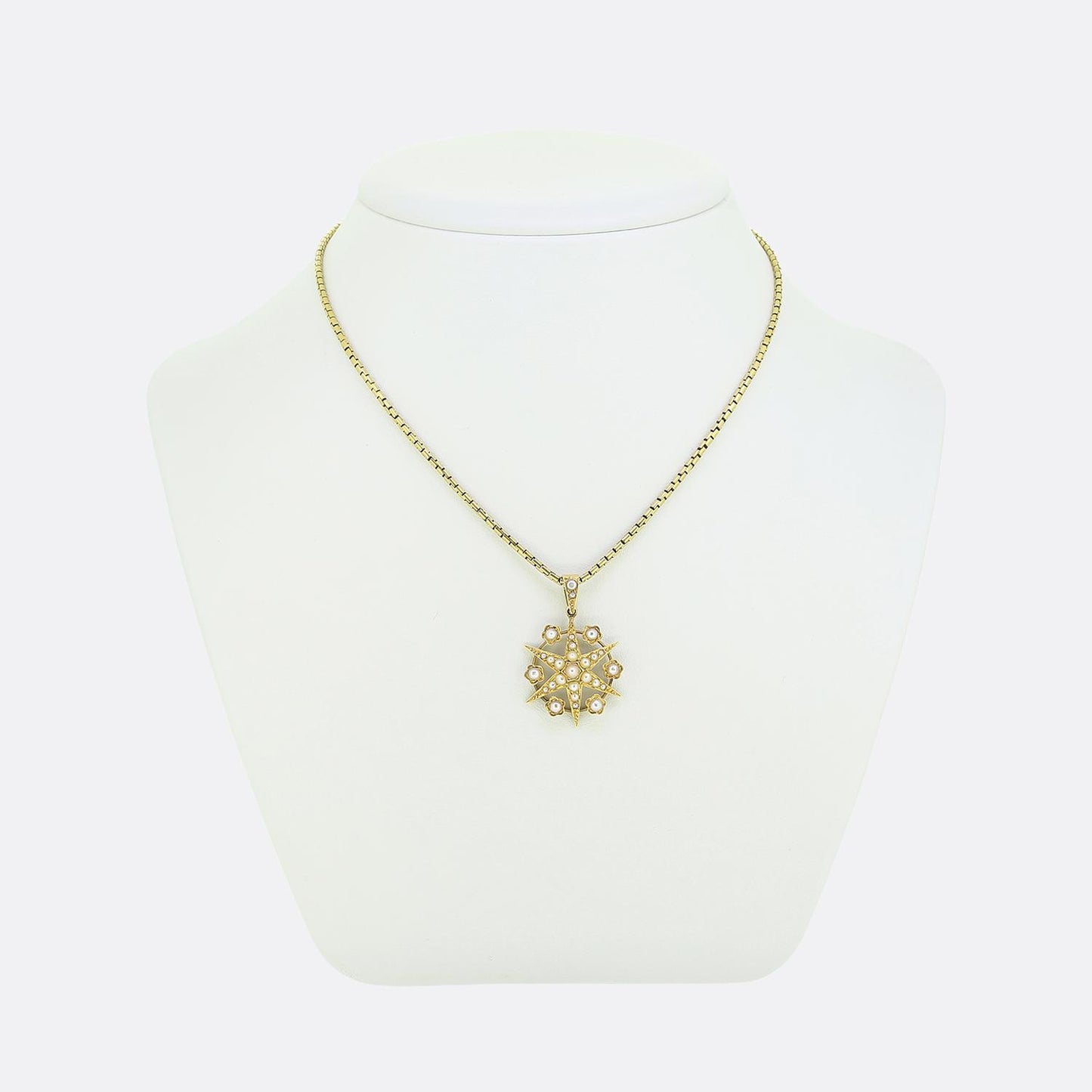 Victorian Natural Pearl Star Pendant Necklace