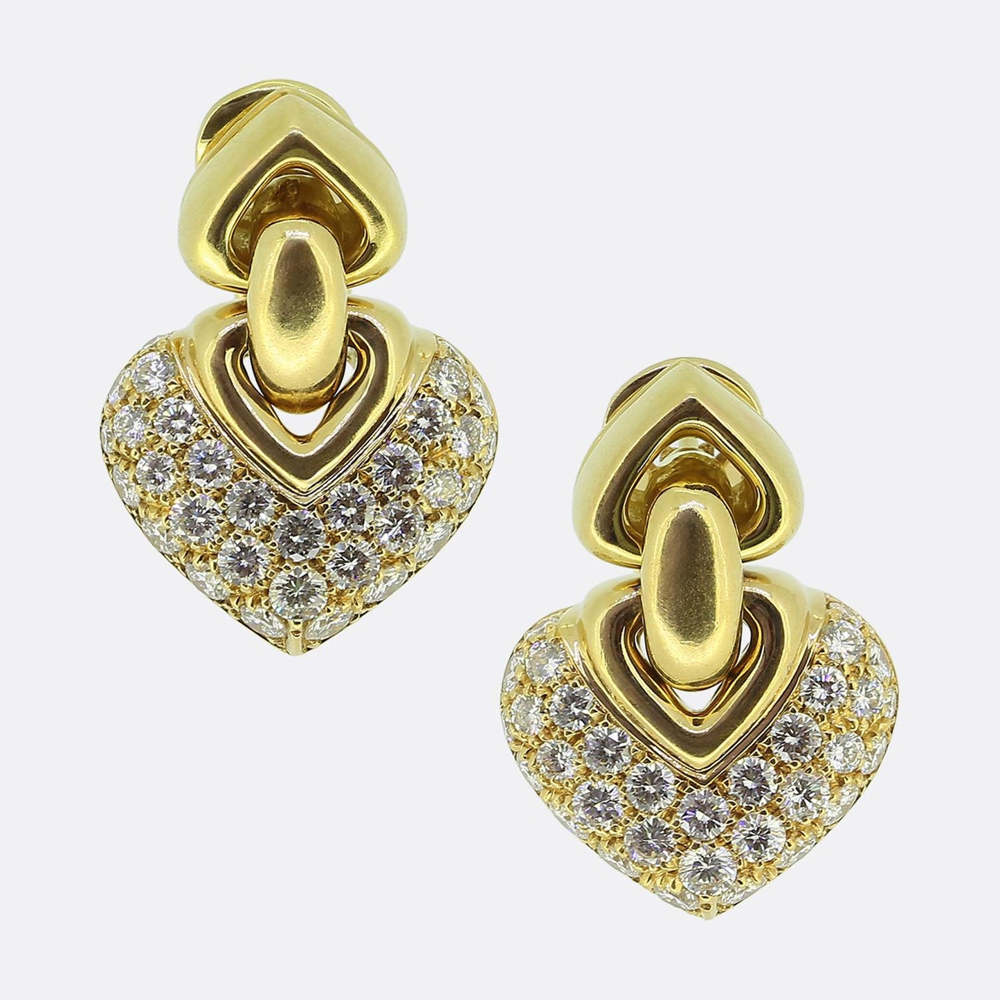 Bvlgari Doppio Cuore Diamond Heart Drop Earrings