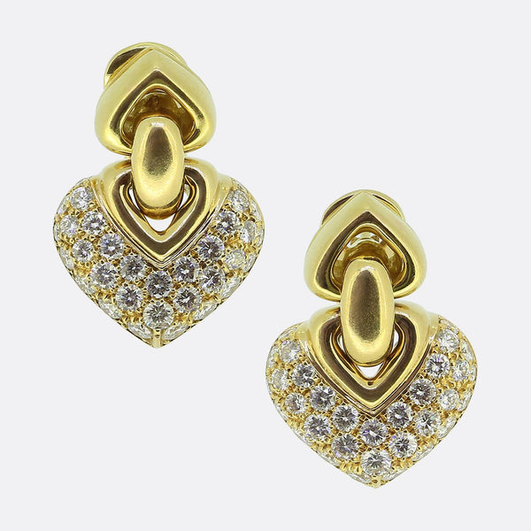 Bvlgari Doppio Cuore Diamond Heart Drop Earrings