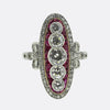 Late Art Deco Ruby and Diamond Navette Ring