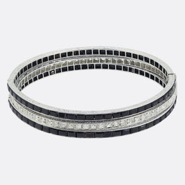 Art Deco Onyx and Diamond Bangle Set