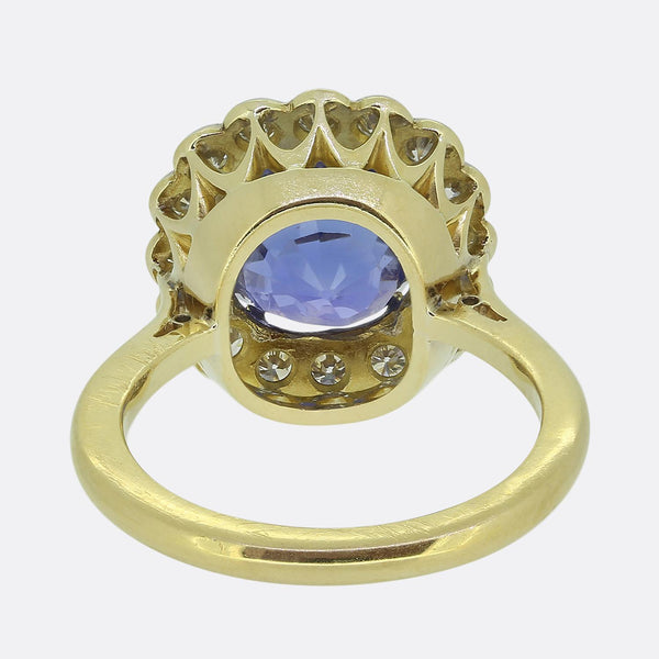 Vintage Sapphire Diamond Cluster Ring