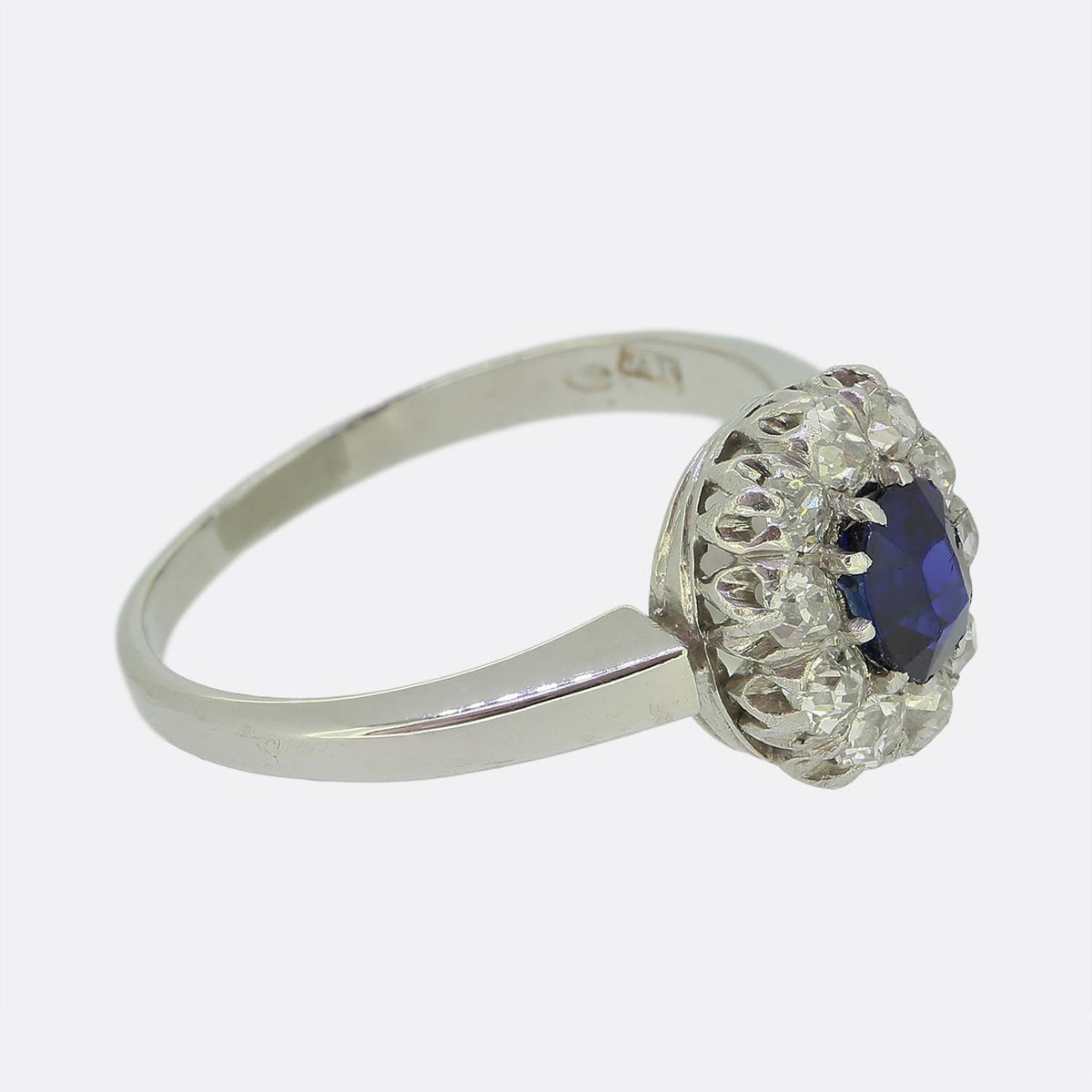 Vintage Sapphire and Diamond Cluster Ring
