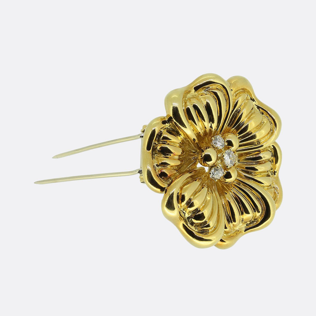 Vintage Diamond Flower Brooch