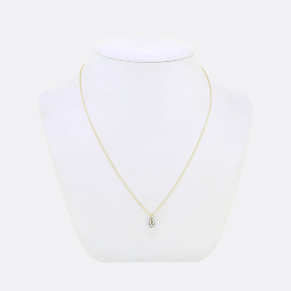 0.40 Carat Old Pair Cut Diamond Solitaire Pendant Necklace