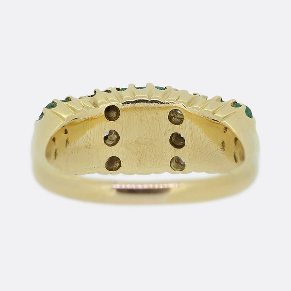 Antique Emerald and Diamond Three Stone Ring
