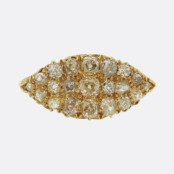 Edwardian Old Cut Diamond Boat Ring