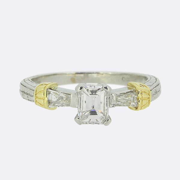 0.64 Carat Emerald Cut Diamond Engagement Ring