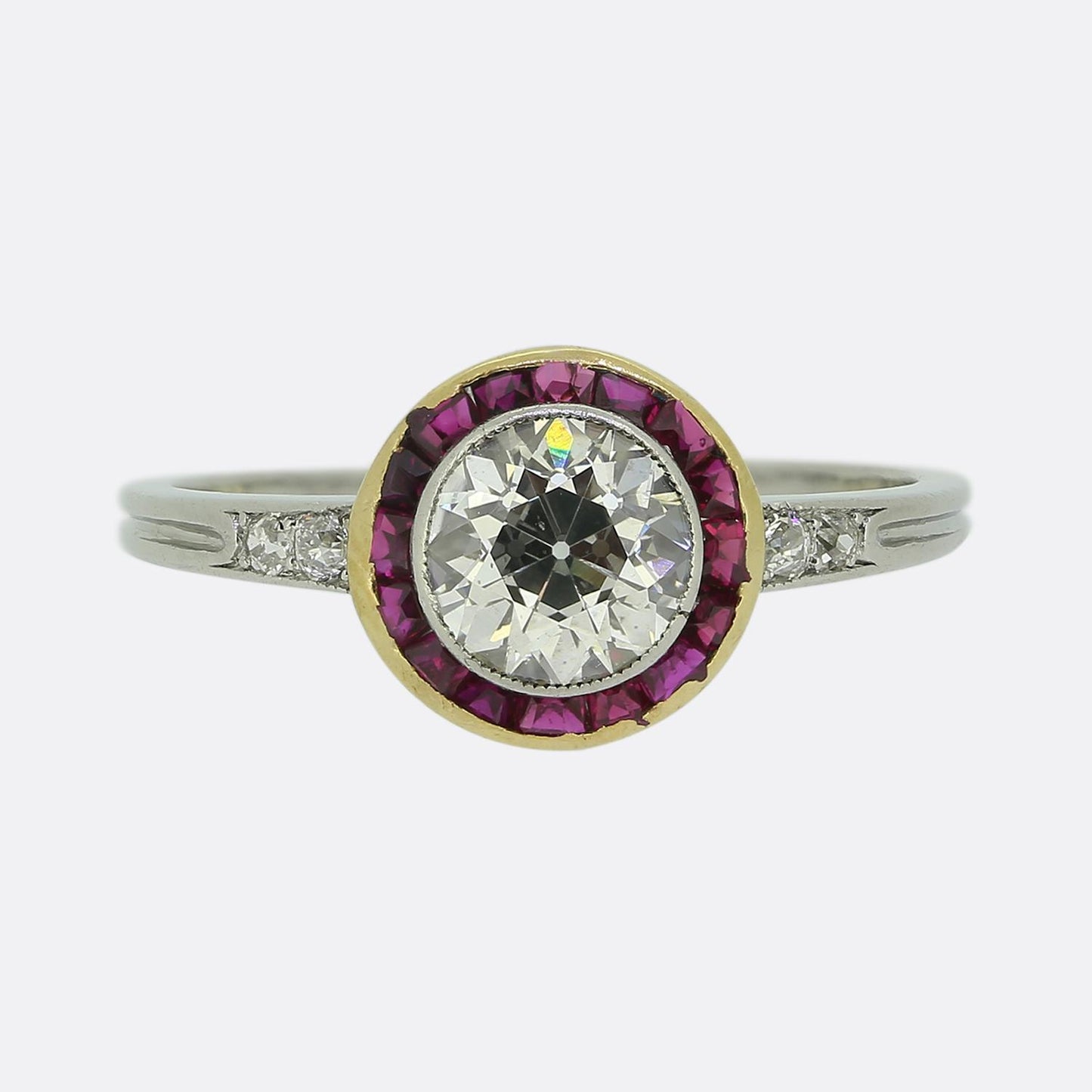 Art Deco Ruby and Diamond Target Ring