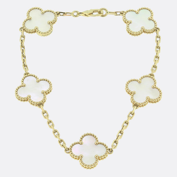 Van Cleef & Arpels Vintage Alhambra Five Motif Mother of Pearl Bracelet