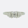 Art Deco 0.95 Carat Princess and Baguette Cut Diamond Ring