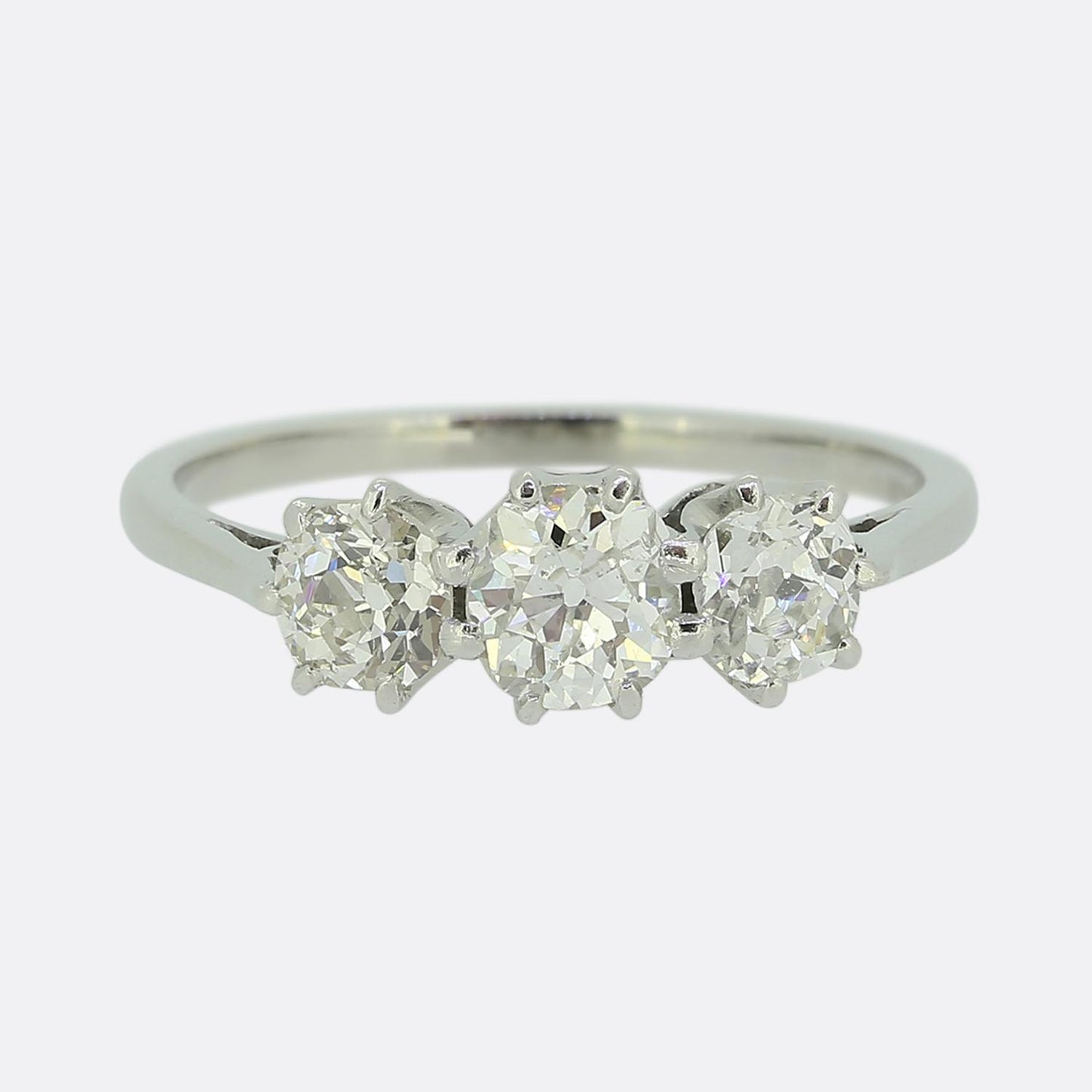 0.90 Carat Old Cut Diamond Three-Stone Ring