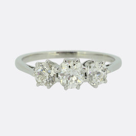 0.90 Carat Old Cut Diamond Three-Stone Ring
