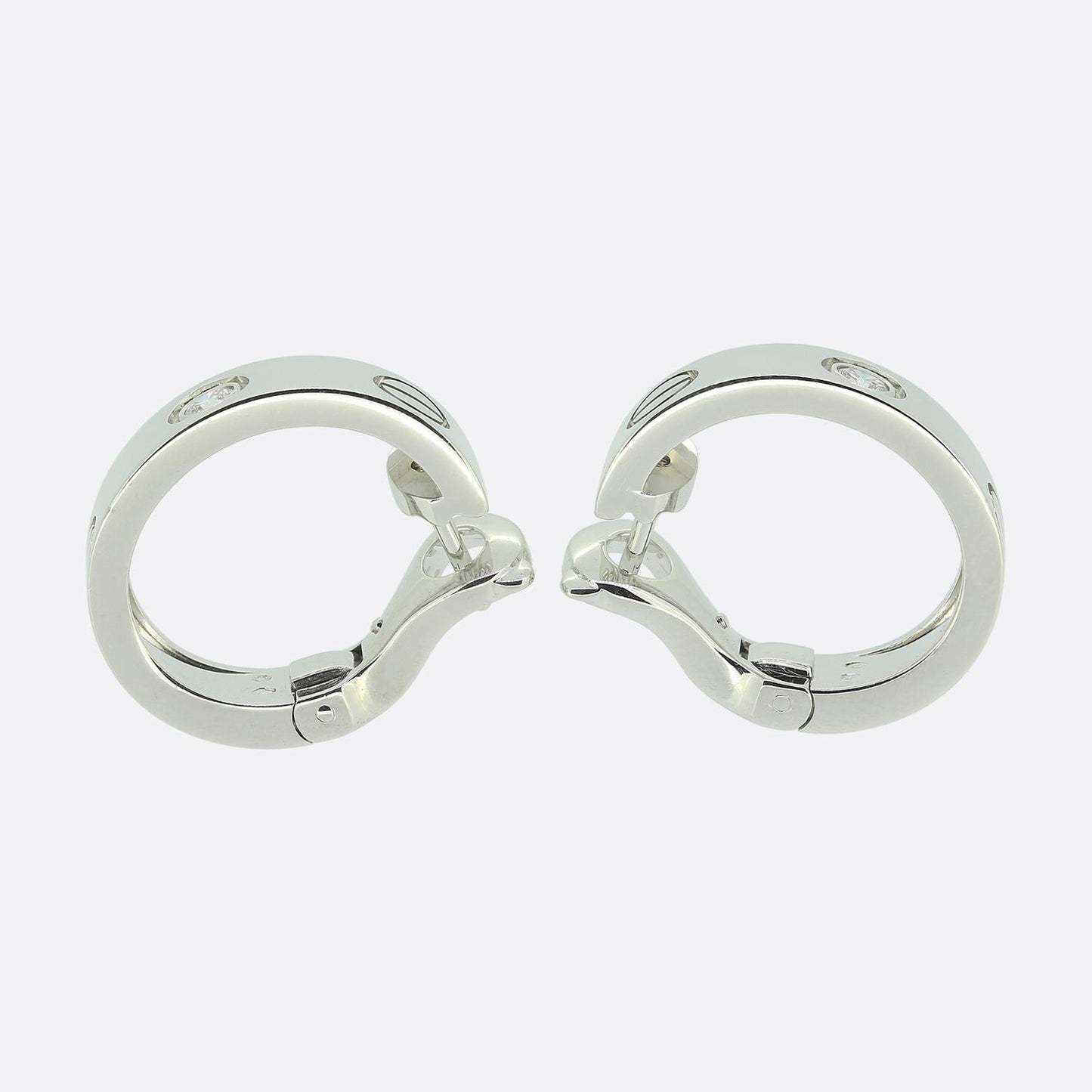 Cartier Two Diamond Classic Model LOVE Hoop Earrings