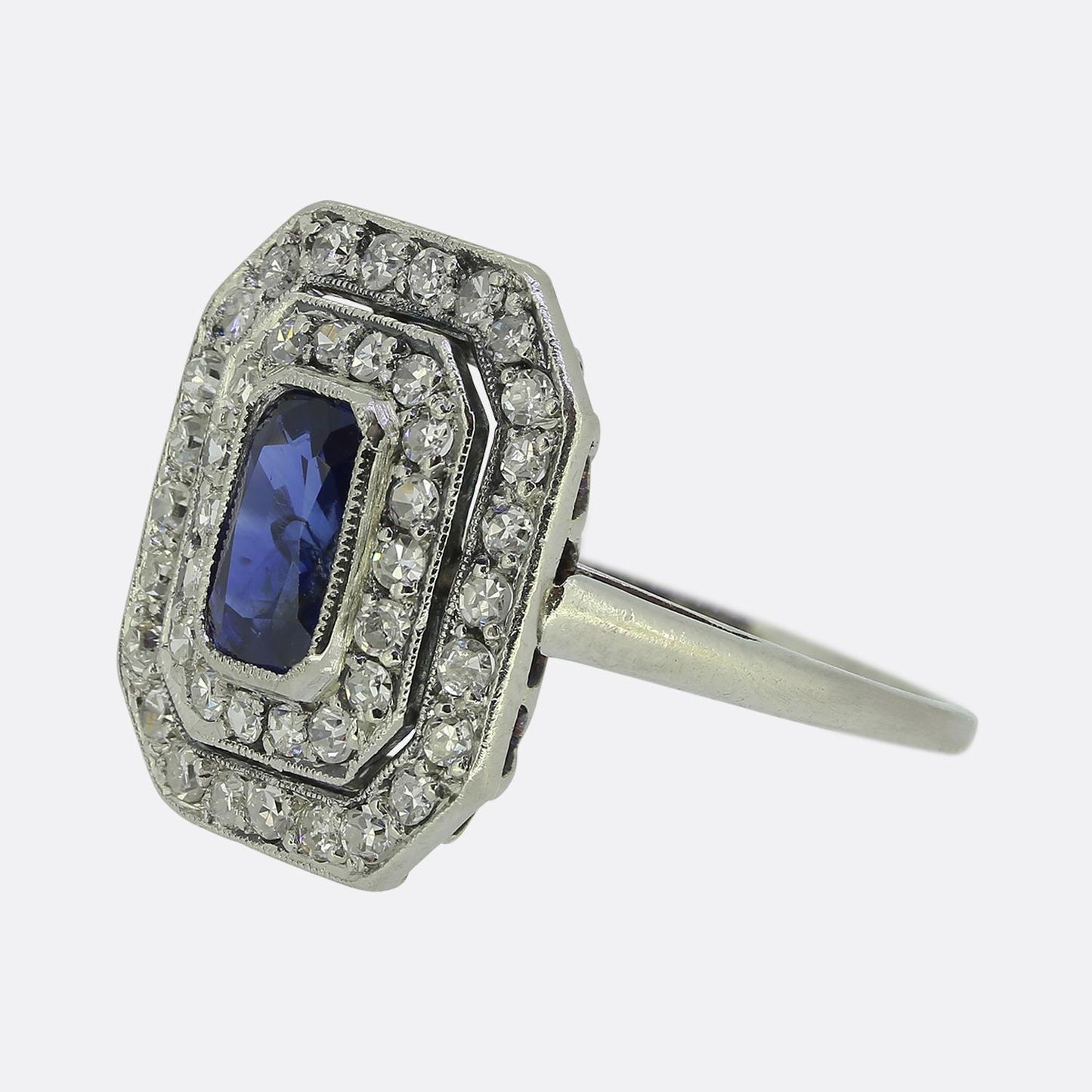 Art Deco Sapphire and Diamond Cluster Ring