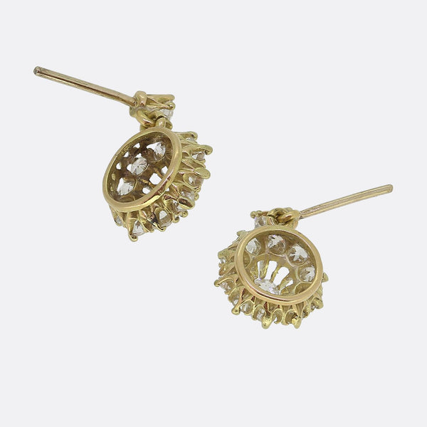 Art Deco Diamond Cluster Drop Earrings