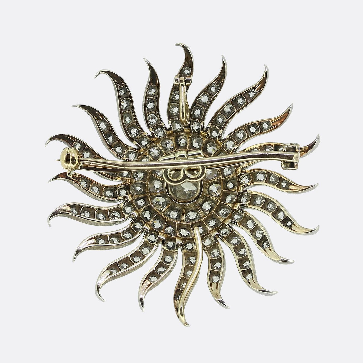 Antique Diamond Sunburst Brooch