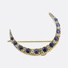 Antique Sapphire and Diamond Crescent Brooch