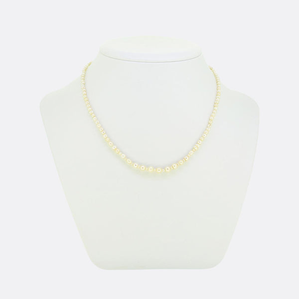 Antique Natural Pearl Necklace and Rose Cut Diamond Clasp