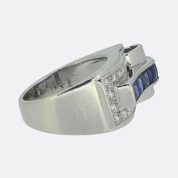 Cartier Retro Sapphire and Diamond Ring