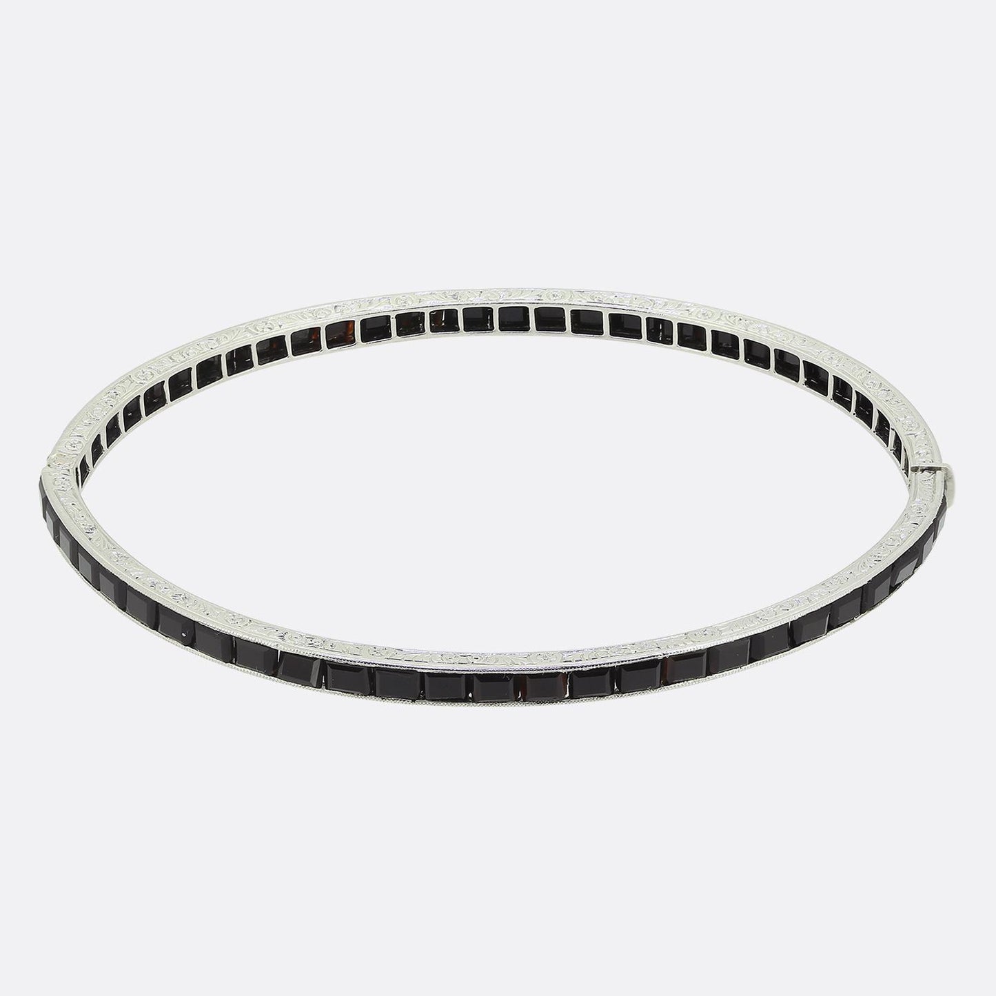 Art Deco Onyx and Diamond Bangle Set