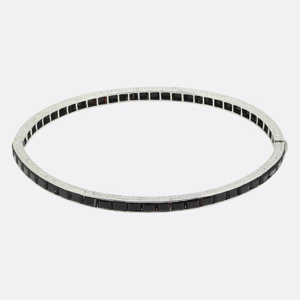 Art Deco Onyx and Diamond Bangle Set