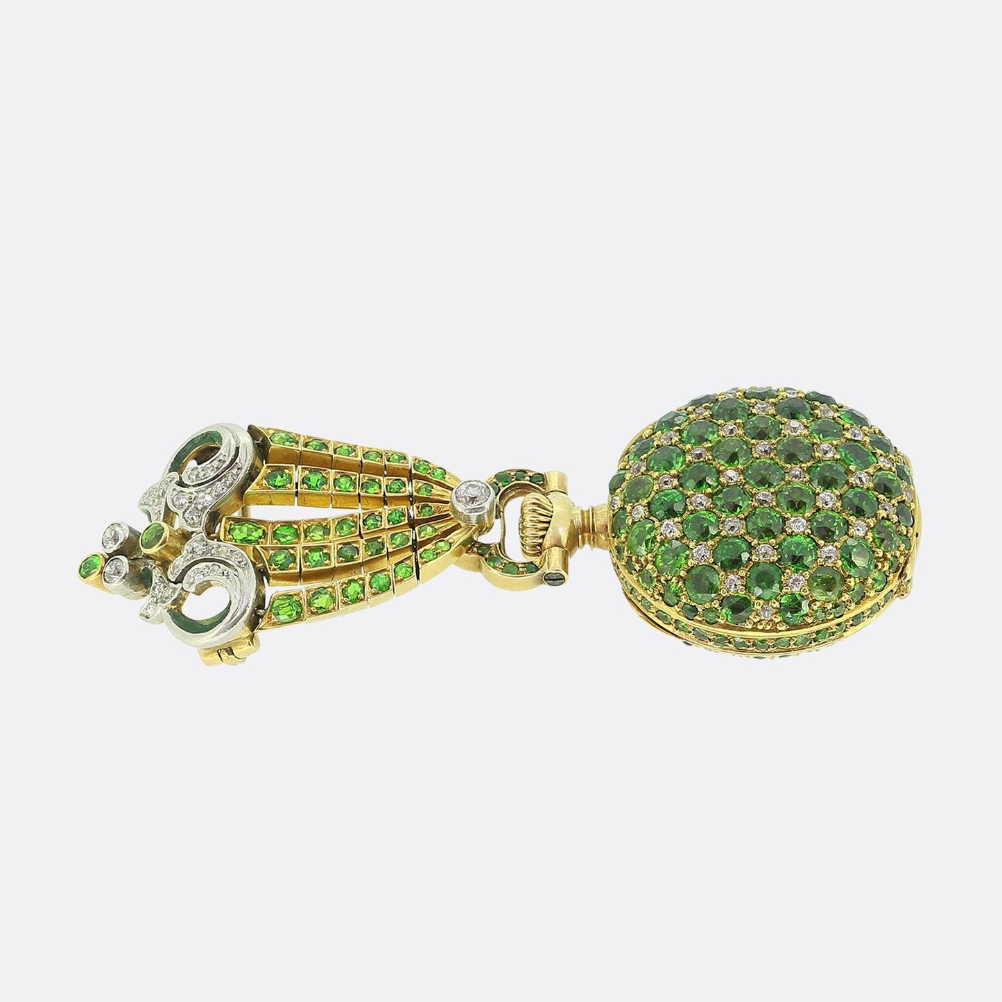 Patek Philippe for Tiffany & Co. Demantoid Garnet and Diamond Brooch Fob Watch
