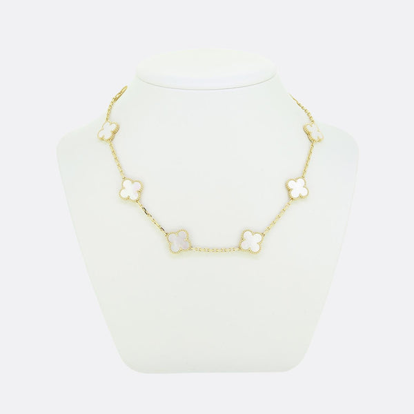 Van Cleef & Arpels Vintage Alhambra 10 Motif Mother of Pearl Necklace