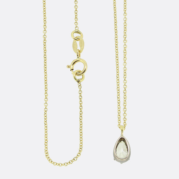 0.40 Carat Old Pair Cut Diamond Solitaire Pendant Necklace