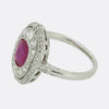 Art Deco Burmese Ruby and Diamond Cluster Ring