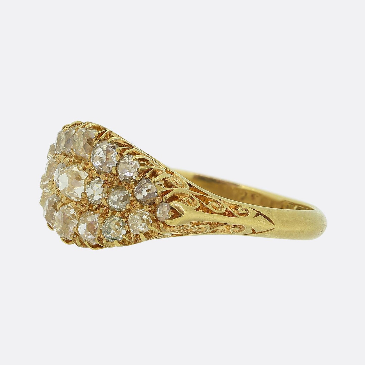 Edwardian Old Cut Diamond Boat Ring