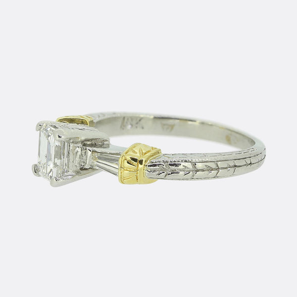 0.64 Carat Emerald Cut Diamond Engagement Ring
