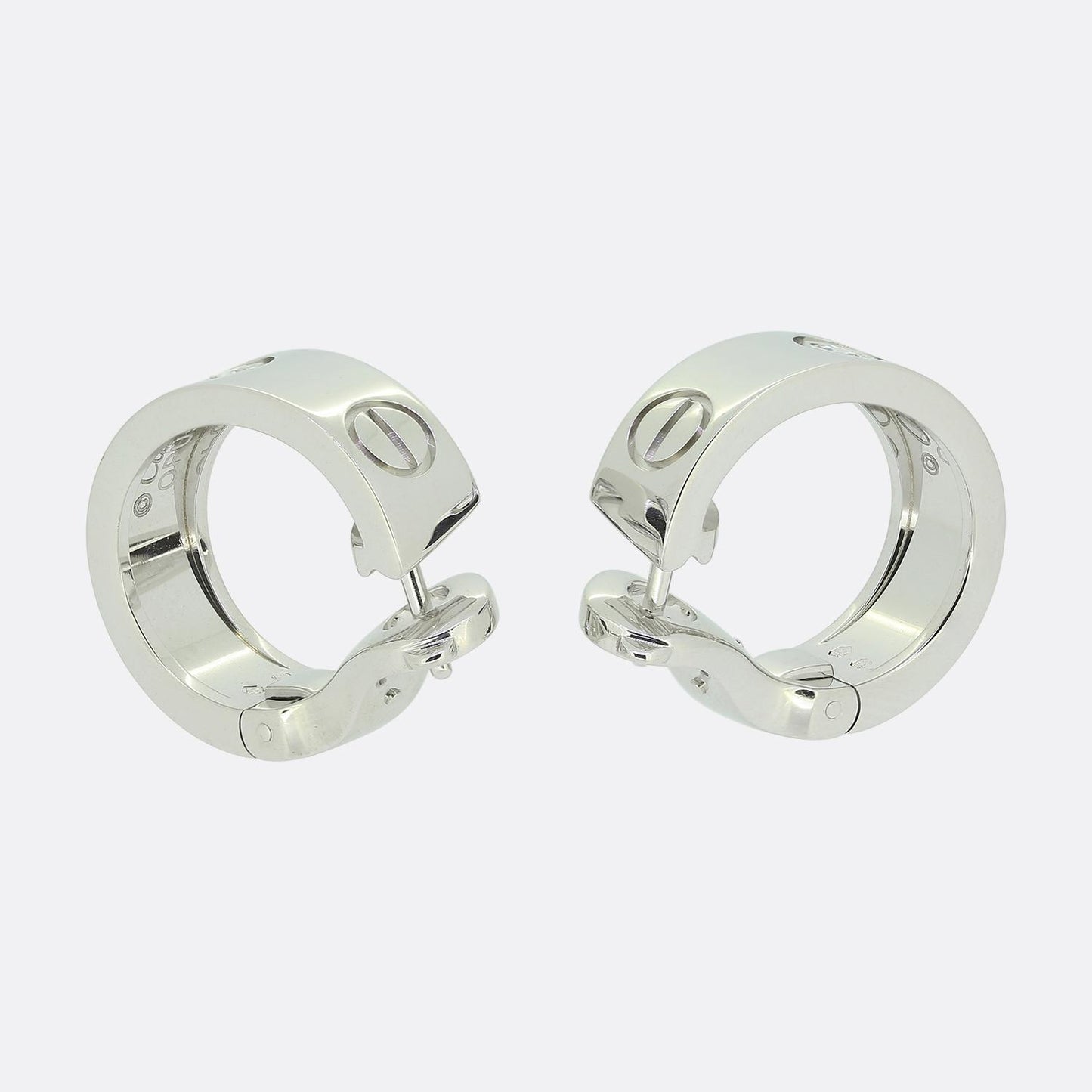 Cartier Two Diamond Classic Model LOVE Hoop Earrings