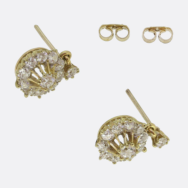 Art Deco Diamond Cluster Drop Earrings