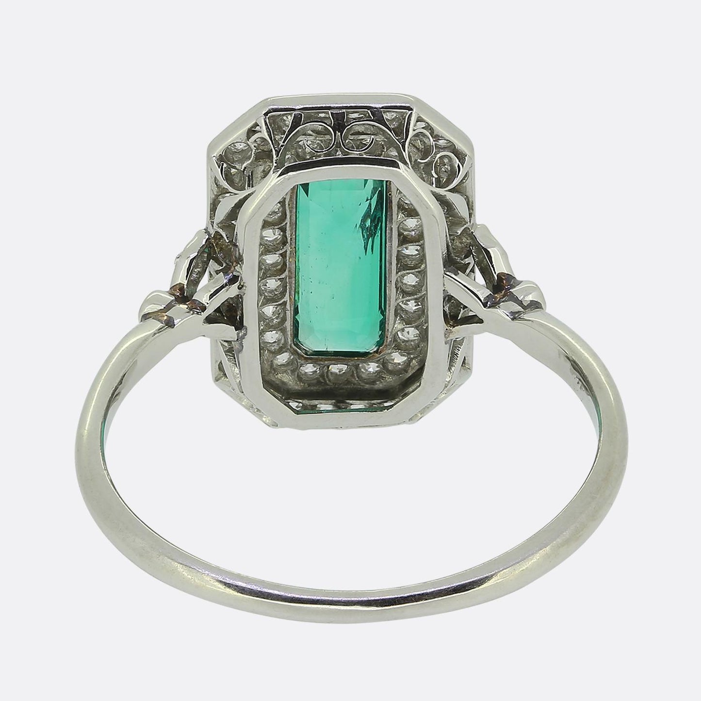 Art Deco Emerald and Diamond Cluster Ring