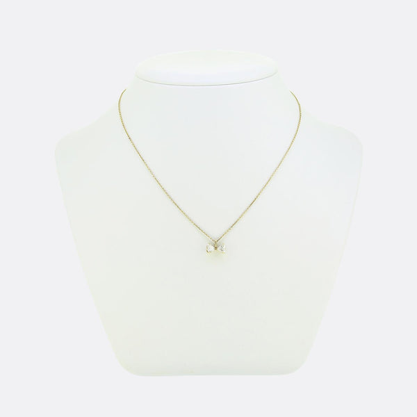 Vintage Double Heart Diamond Necklace