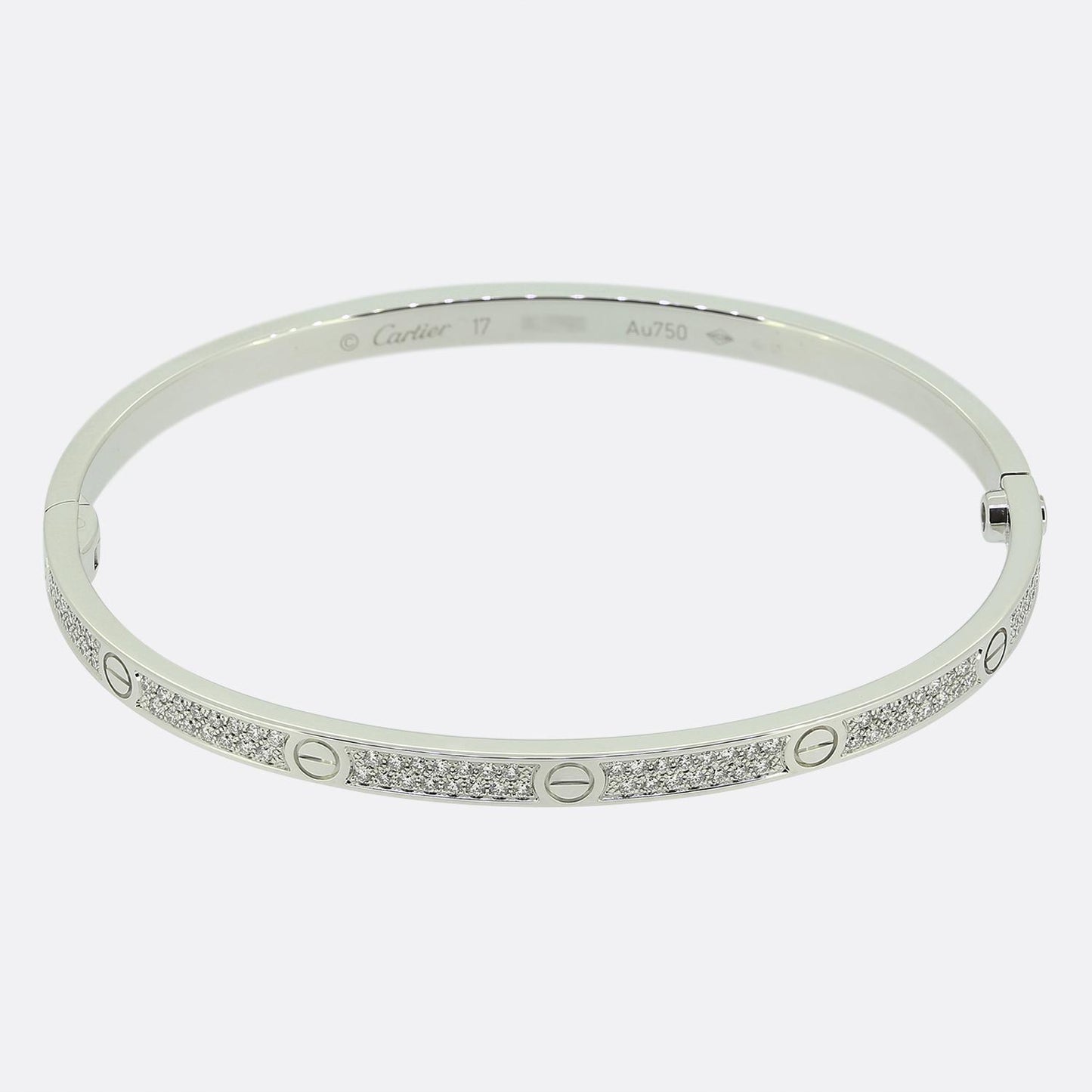 Cartier Paved Small Model LOVE Bangle Size 17