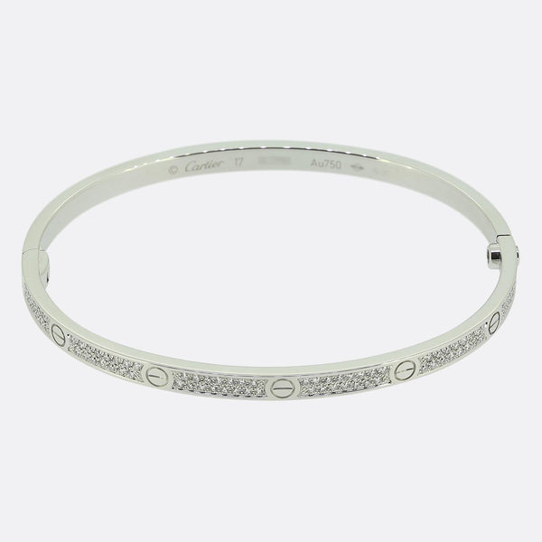 Cartier Paved Small Model LOVE Bangle Size 17