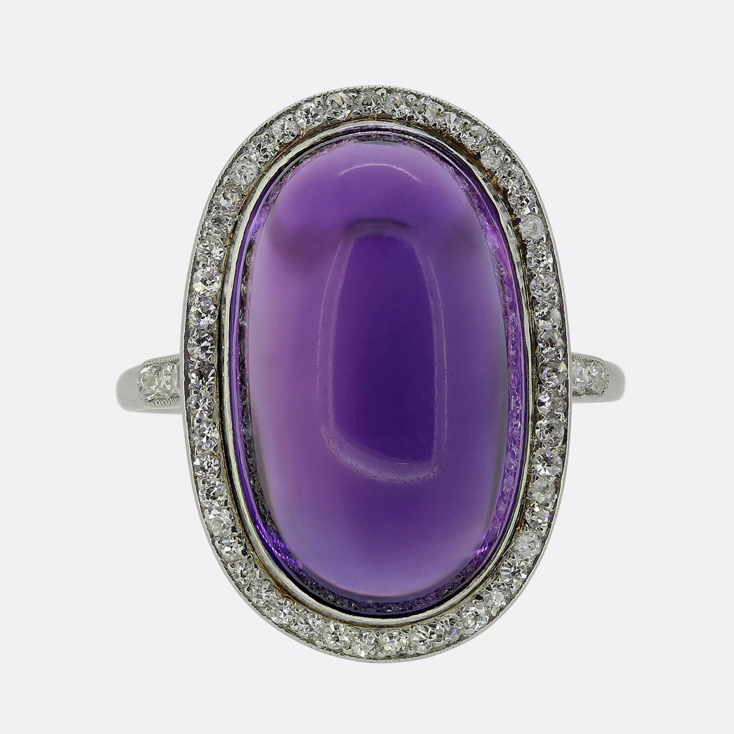 Cartier Art Deco Amethyst and Diamond Cluster Ring