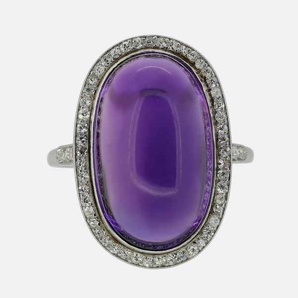 Cartier Art Deco Amethyst and Diamond Cluster Ring