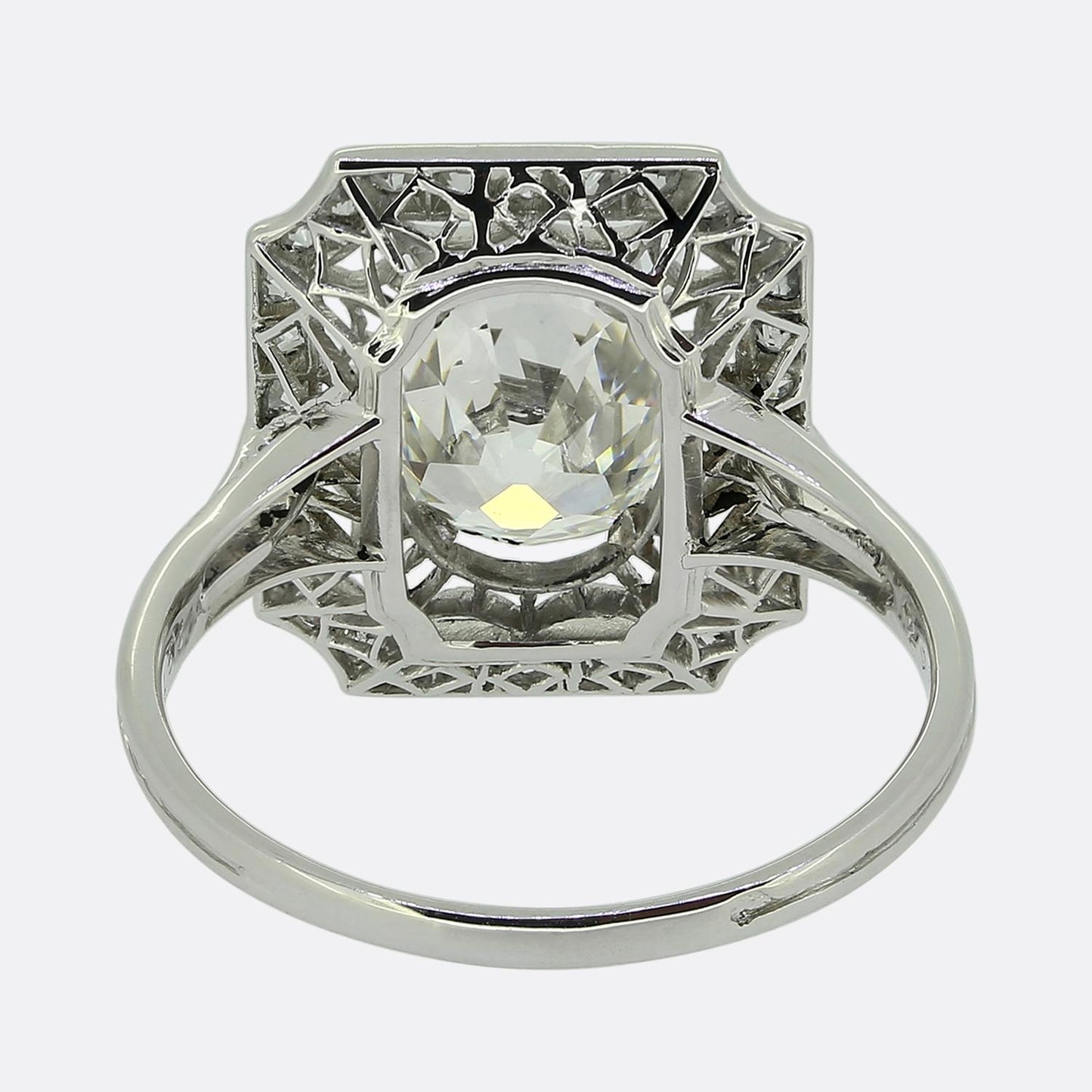 Art Deco Old Cushion Cut Diamond Engagement Ring
