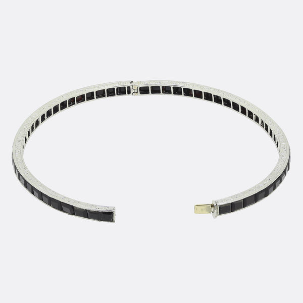 Art Deco Onyx and Diamond Bangle Set